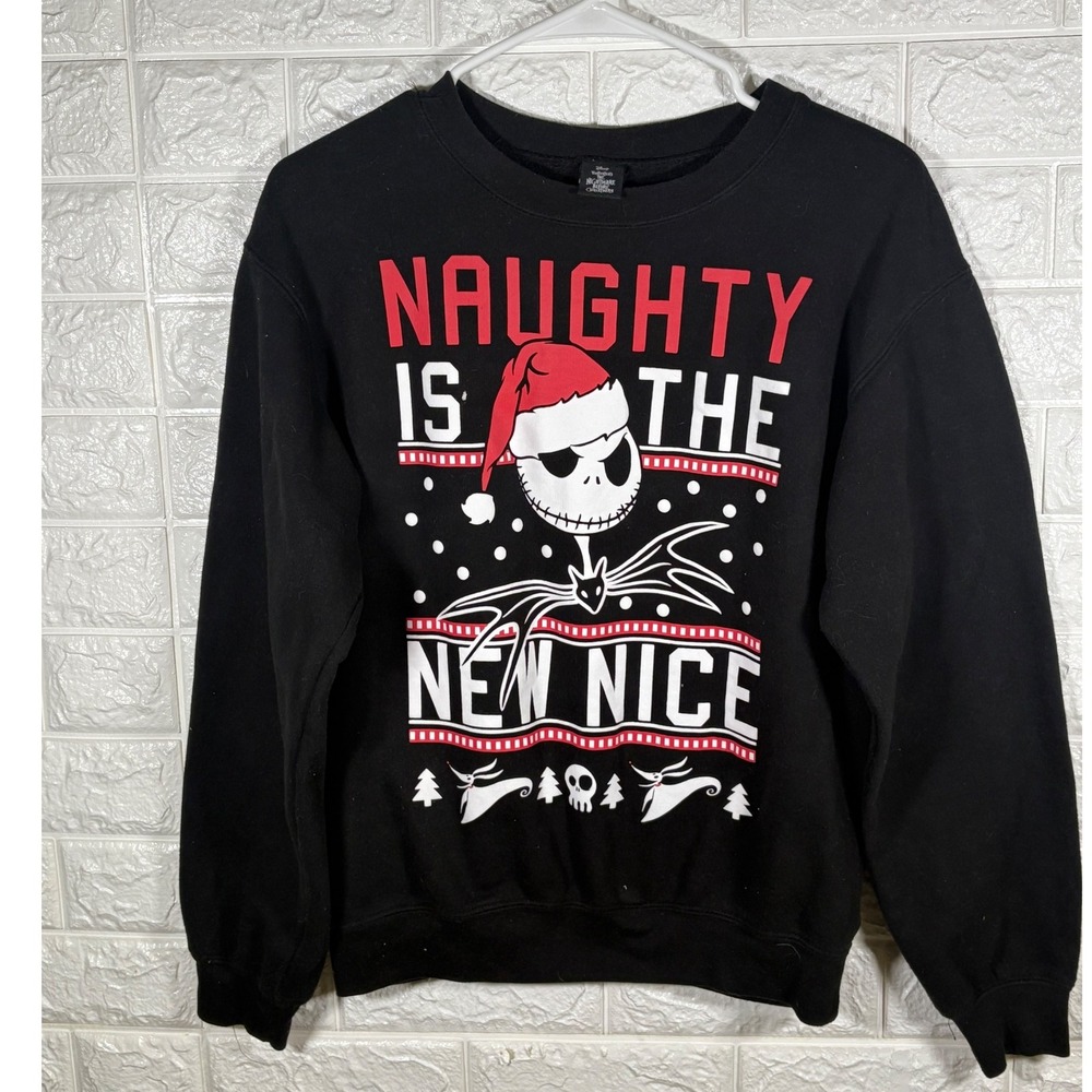 Disney Nightmare‎ Before Christmas Naughty New Nice Sweatshirt Womens Size S